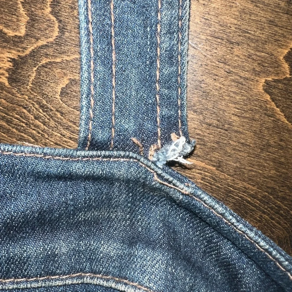 Free People Blue Denim Overalls with Adjustable Straps and Distressed Look - Picture 5 of 5